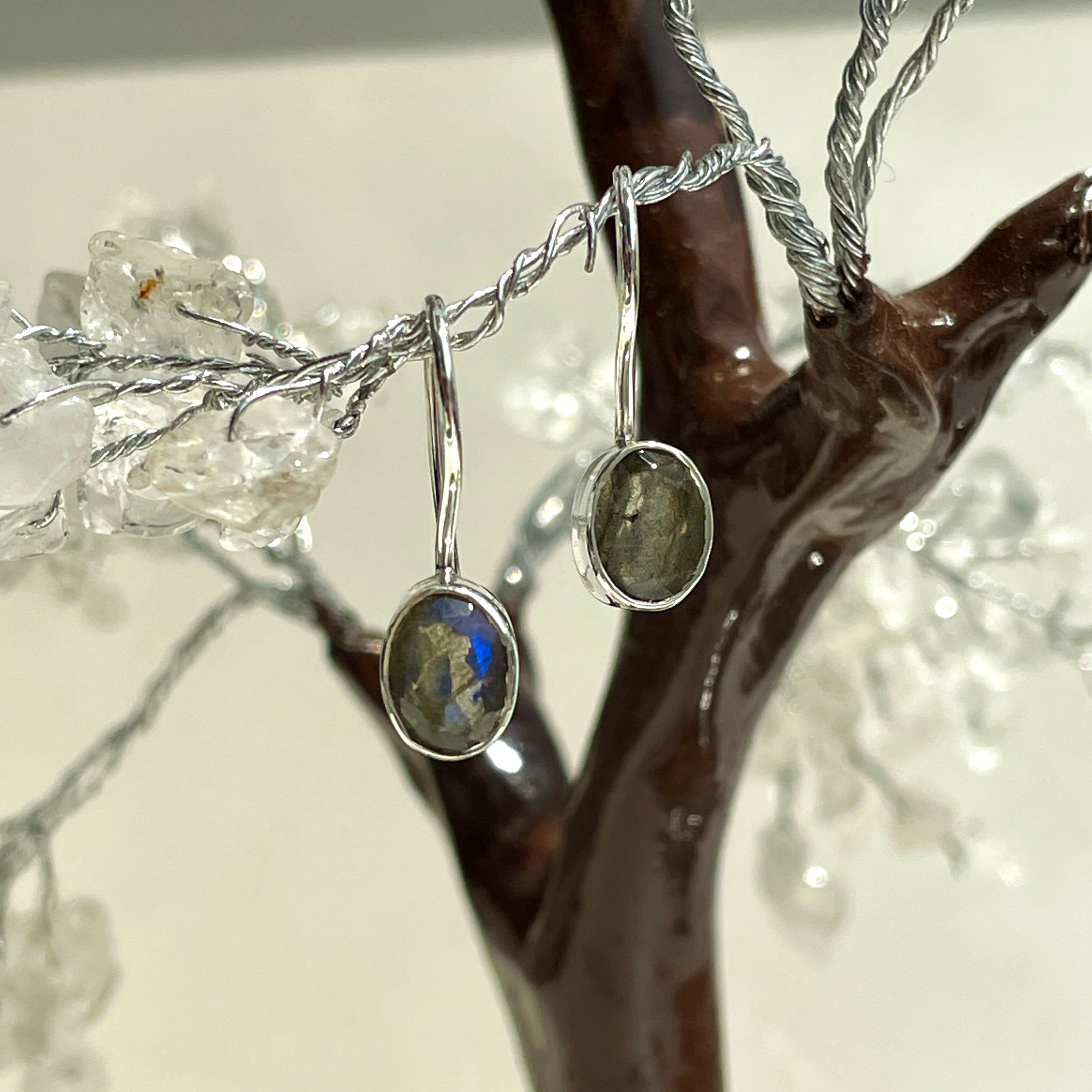 Sterling Silver Earrings - Labradorite - Oval Sterling Silver Earrings - Labradorite - Oval